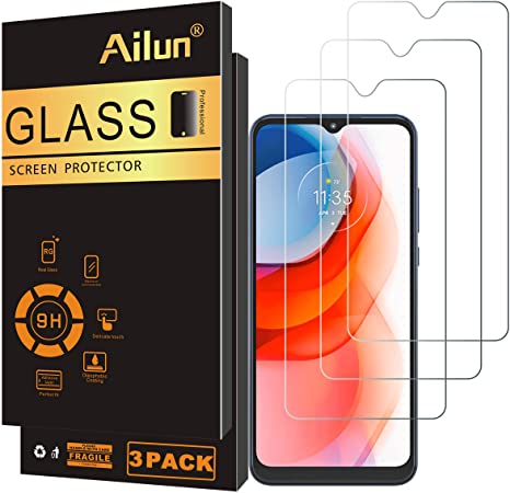 Ailun Screen Protector Compatible with MOTO G play 2021 3 Pack Tempered Glass 9H Hardness Ultra Clear Bubble Free Anti-Scratch Fingerprint Oil Stain Coating Case Friendly