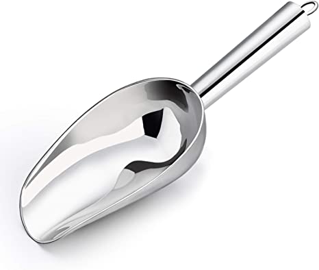 P&P CHEF 8oz Ice Scoop, Stainless Steel Food Scoop, Wedding Buffet Bar Utility Metal Scoop for Ice Cube Candy Coffee Bean Tea, Heavy Duty & Mirror Finish, Easy Clean & Dishwasher Safe