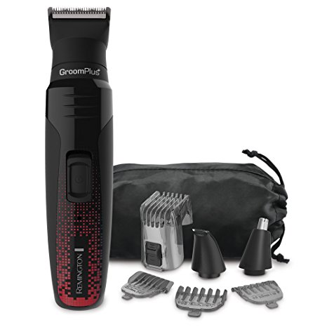 Remington PG6137 8-in-1 Lithium Powered Grooming Trimmer Kit, Black & Red