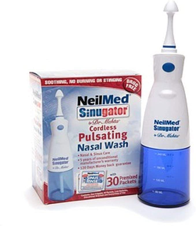 NeilMed Sinugator Cordless Pulsating Nasal Wash with 30 Premixed Packets 1 kit (Pack of 2)