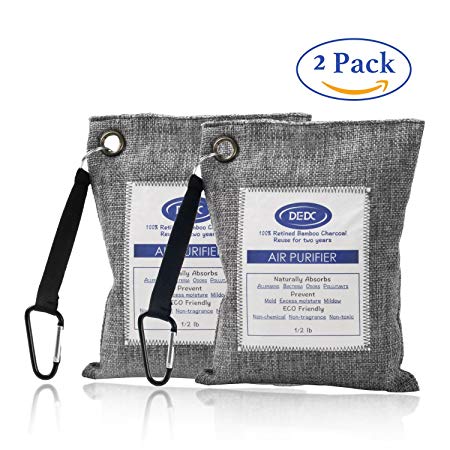 DEDC Air Purifying Bag Mini Bamboo Charcoal Bags Natural Air Purifier, Shoe Deodorizer and Odor Eliminator (grey)