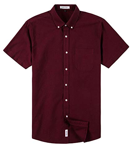 MUSE FATH Men's Casual Oxford Short Sleeve Regular Fit Chest Pocket Dress Shirt