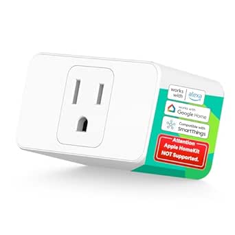 meross Wi-Fi Smart Plug Mini, Alexa and Google Voice Control, App Remote Control, Timer, 15 Amp & Reliable Wi-Fi Connection, No Hub Needed