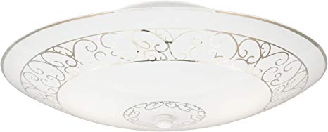 Westinghouse Lighting 6620600 Two-Light Semi-Flush-Mount Interior Ceiling Fixture, White Finish with White Scroll Design Glass