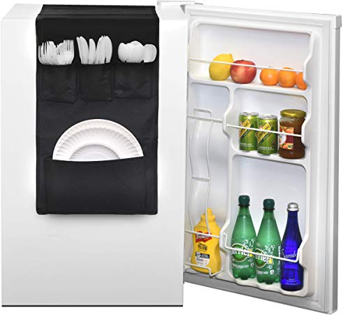 Classic Design - Over the Door Pantry Closet Organizer, Dorm and office Over the Fridge Caddy Organizer, Storage and Paper Goods Organizer (Black)