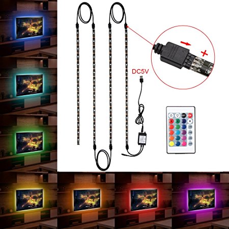 Bias Lighting , 4 X 50CM 60LEDs Waterproof Decorative Light / LED Strip Lights / Backlight Kit for Home -Theater , PC Monitor, Furniture, Decoration ( Multi-Color RGB , USB Powered , Remote Control )