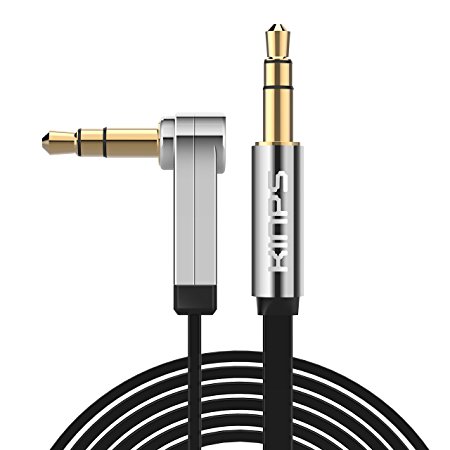 Audio cable Kinps 3M Right Angled Stereo 3.5mm Premium Auxiliary Audio Cord ,Male to Male Gold Plated Cable for Apple iPhone, iPod, iPad,Android Samsung Smartphones,Tablets MP3 Players and more