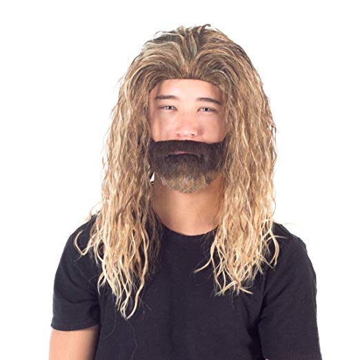 Adult Deluxe Ocean King Long Hair Wig and Beard Costume Cosplay Accessory