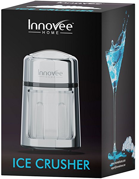 Innovee Manual Ice Crusher With Rust-Proof Zinc Alloy Construction – Carbon Steel 430 Blade Crushes Ice to Your Desired Fineness – Non-Slip – Easy to Use Ice Crusher Hand Crank – Chrome Plated