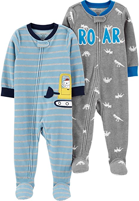 Carter's Baby Boys 2-Pack Loose Fit Fleece Footed Pajamas