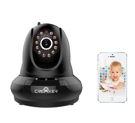 Creaker® C366 HD Monitor Upgraded Wireless Wifi Indoor Security Surveillance IP Camera, Video Baby/Pet Monitor Plug/Play, P2P WPS IR-Cut Cloud Camera Pan/Tilt with 2 Way Audio and Night Vision(Black)