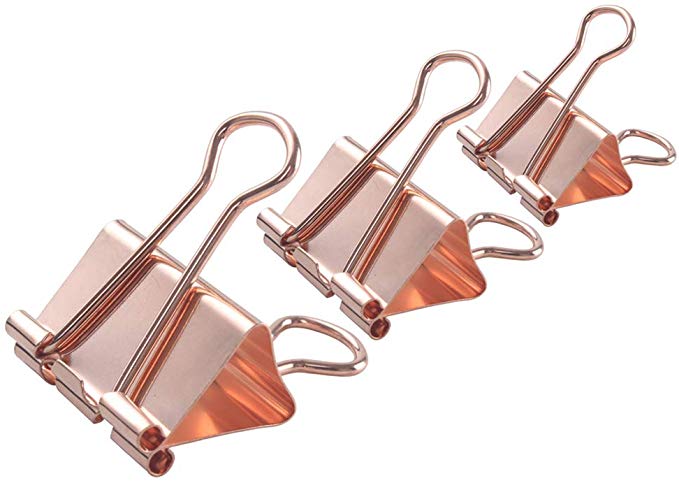 Z ZICOME 50 Pack Binder Clips, Rose Gold, Assorted Sizes (1-1/4 inch, 1 inch, 3/4 inch)