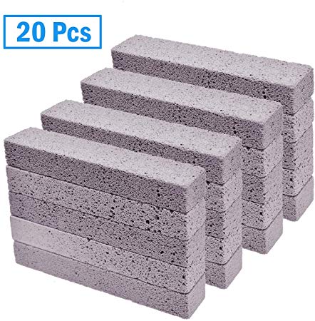 YoleShy 20 Pcs Pumice Stones Sticks Cleaner, Grey Pumice Scouring Pad for Cleaning Toilet Bowl Ring, Bath, Household, Kitchen, Pool - Removing Rust & Lime Calcium