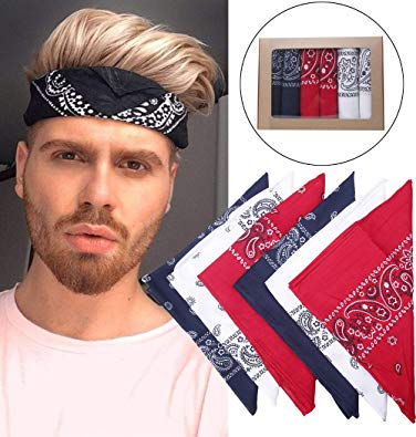 LOLIAS 6 Pack Bandanas for Men Women Red Navy White Cotton Mask Bandana Headband 2121 Inch