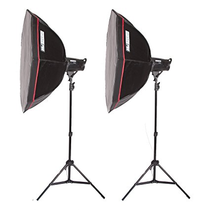 StudioPRO Photography Studio Flash 800W/s Two Strobe Monolight 48" Octagon Softbox Kit