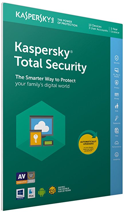 Kaspersky Total Security 2018 | 10 Devices | 1 Year | PC/Mac/Android | Download