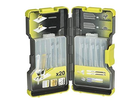 Ryobi RAK20JB Jigsaw Blade Set for T-Shank Jigsaws, 20 Piece