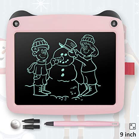 LCD Writing Tablet for Kids, 9" Cute Panda Doodle Board Drawing Pad Reusable Erasable E-Writer with Full Erase Mode, Lock Screen Function, Smart Stylus, Gift for Kids Adults Home School Office (Pink)