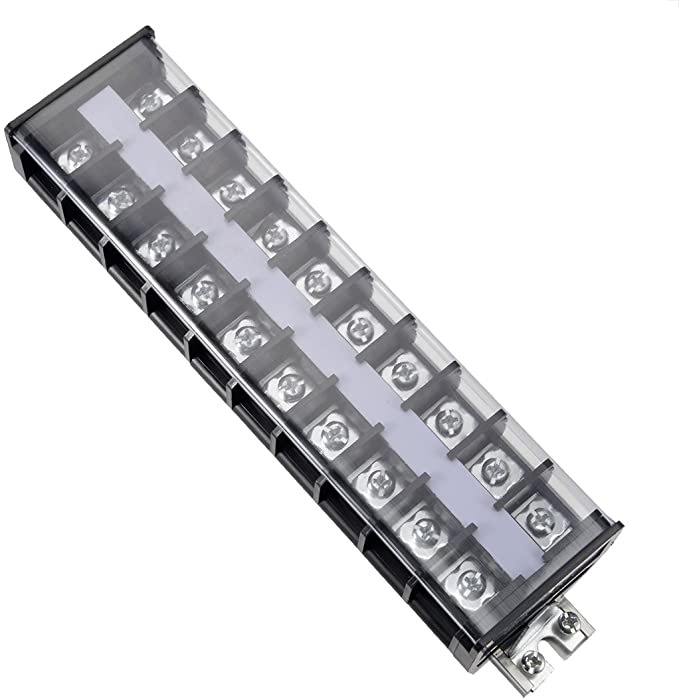 uxcell Barrier Terminal Strip Block 660V 60A Dual Rows 10 Position DIN Rail Base Covered Screw