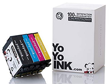 YoYoInk 5 Pack Remanufactured Ink Cartridge Replacement for Epson T220XL 220 XL (2 Black, 1 Cyan, 1 Magenta, 1 Yellow) with Ink Level Indicator