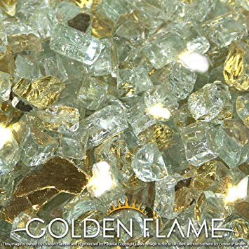 Golden Flame® 10-Pound x 1/2" Gold Rush **Reflective** Fire Glass for Fireplace Glass and Fire Pit Glass