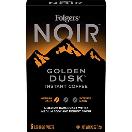 Folgers Noir Golden Dusk Medium Dark Roast Instant Coffee, 72 Single Serve Packets