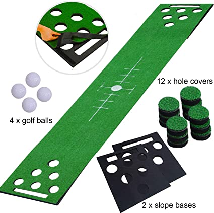 2-FNS Golf Beer Pong Game Set, Golf Putting Green Game Set Putting Mat with 4 Golf Balls,Golf Training Mat for Indoor Outdoor