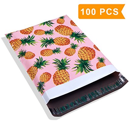 Poly Mailer Bags-100 Pack #5 12x15.5 Inch 2.35MIL Pineapple Designer Shipping Envelope Mailers Boutique Custom Bags For UCGOU