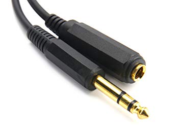 Devinal 6.35mm(1/4") Stereo Plug Male to 6.35mm(1/4") Female cable, Gold Plated Audio Cable Stereo Cord, Extension cord, 6 FT (1.8 M)