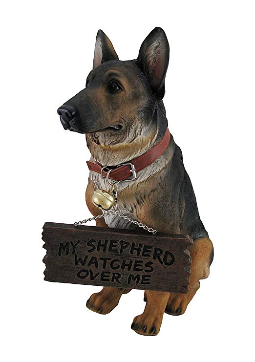 I Don't Dial 911 German Shepherd Guard Dog Warning Statue