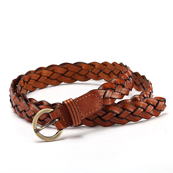MoYoTo® Women's Fashion Thin Braided Leather Belt For Dress with Buckle 20mm