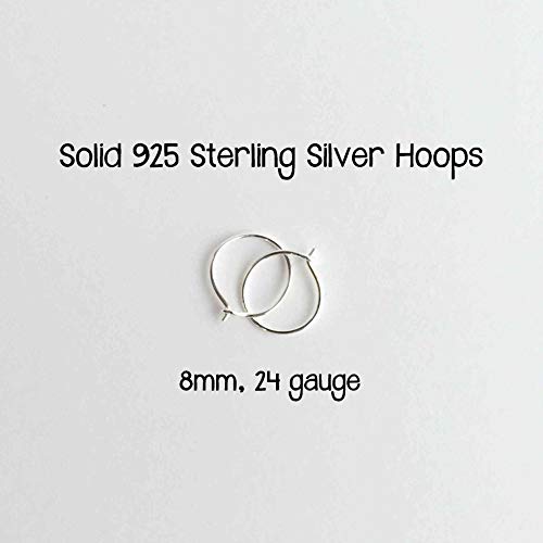 Mini Sterling Silver Hoops 8mm 24 Gauge (Extra Thin Hoops)