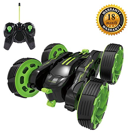 RC Stunt Car, Radio Control Racing Car 4 Channel Double Sided 360 Degree Spins Stunt Actions Cool Styling Vehicle with LED Lights Gift Toy for Kids
