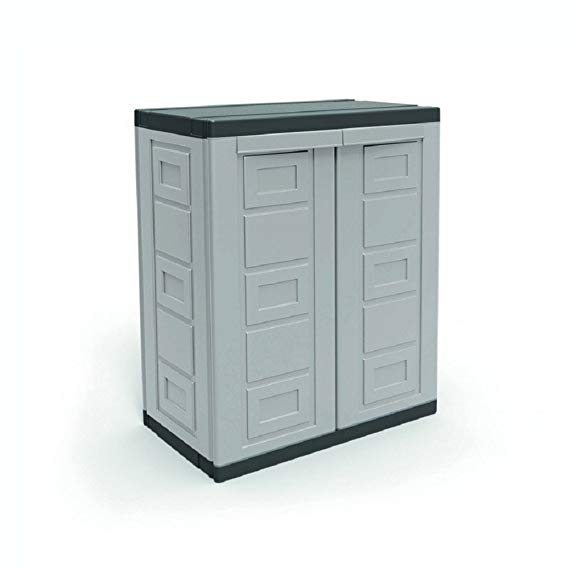 Contico 2 Shelf Plastic Garage Base Utility Cabinet, Gray