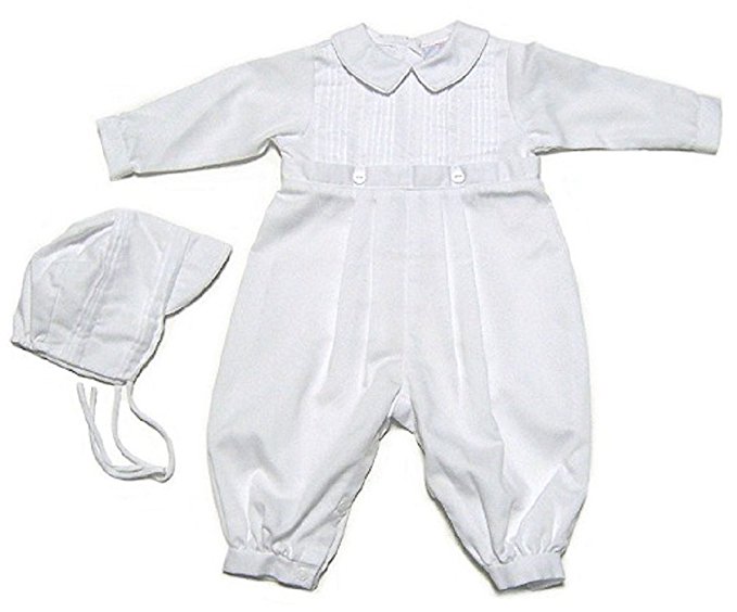 Baby Boys Pique Christening Baptism Longall and Hat Outfit