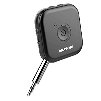 Bluetooth Transmitter MUSON MK2 Bluetooth 4.1 Receiver Portable with Mic aptX 3.5mm Stereo Audio Wireless Jack Car Bluetooth Adapter Portable for Headphones Speakers TV MP3 MP4 PC PS Home System
