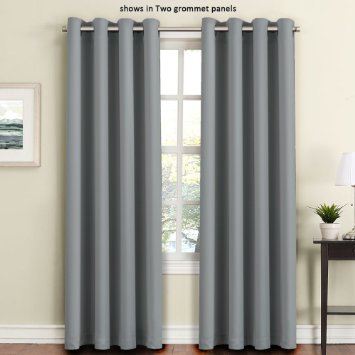 Flamingo P Semi-Blackout Ultimate Performance Solid Pattern Drape, Light Blacking, Grommet Top, One Panel 84 by 52 inch -Dove Gray