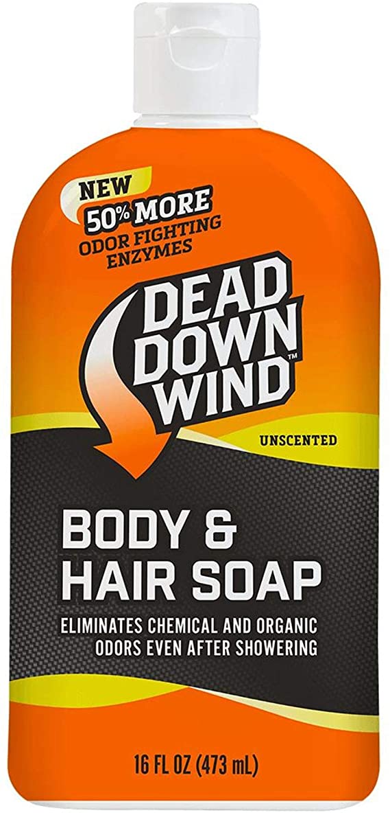 Dead Down Wind Body & Hair Soap | 16 oz Bottle | Unscented | Odor Eliminator, Hunting Accessories | Gentle Body Wash & Shampoo for Hunting | Safe for Sensitive Skin
