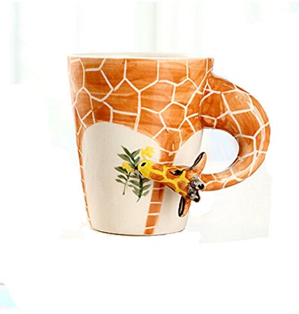 Hand-painted Ceramic Animal Coffee Mug - Lively Grazing Giraffe