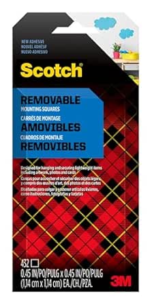 Scotch Removable Double-Sided Mounting Squares, 432 Pre-Cut Foam Squares, 0.45 in. x 0.45 in., Removes Easily Without Leaving Any Residue, Photo-Safe, Mess-Free Application (7225AMS-ESF)