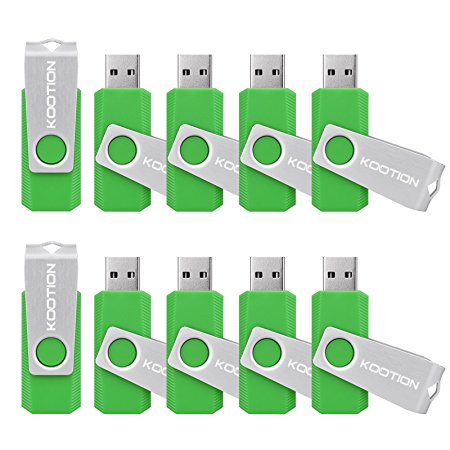 KOOTION10 Pack 4GB USB Flash Drive 10pcs Thumb Drive-Bulk Pack- USB 2.0 Green