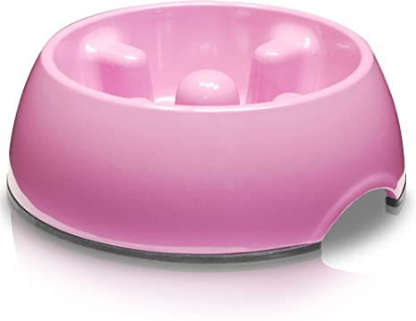 Dogit Go Slow Anti-Gulping Dog Bowl, Pink, Small