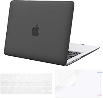 MoKo Case Compatible with Macbook Air 13 Inch (2010-2017 Released Version), Matte Frosted Hard Shell Case with Keyboard Cover & Screen Protector fit MacBook Air 13.3"(A1466 & A1369), Translucent Black