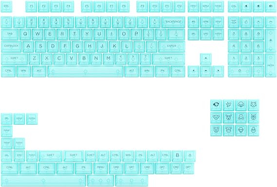 Akko Clear Keycaps, Translucent 155-Key ASA Profile Keyboard Keycaps with Mac Keycaps Set for Mechanical Keyboard (Mint)