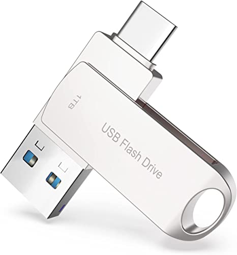 USB Flash Drive 1TB Thumb Drive for Phone Photo Stick External Storage USB C Memory Stick Compatible Phone Android MacBook USB C and Computer 02 Silver