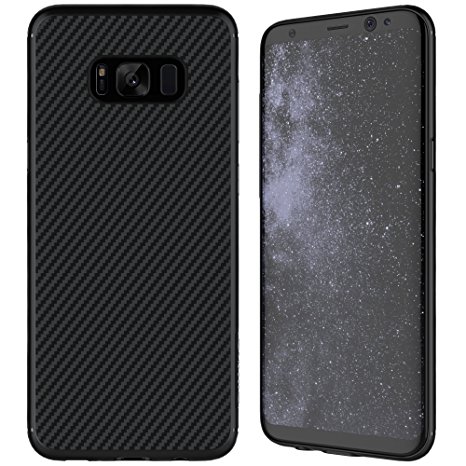 Galaxy S8 Case, SANMIN [Black] Ultra Slim Light PP Cover with Carbon Fiber Back Layer Case Cover for Galaxy S8