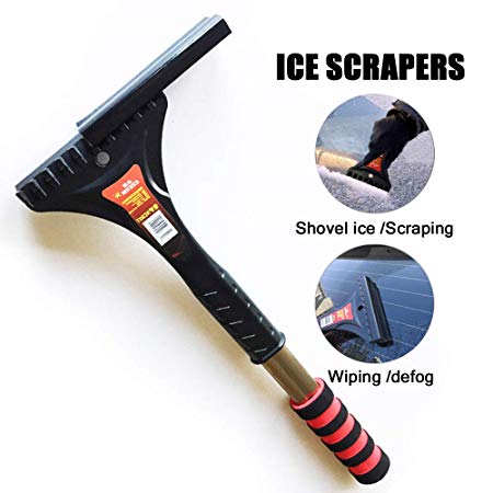 LJNH Premium Ice Scraper with Soft Grip Heavy-duty Frost & Snow & Water Removal for Car Windshield and Window