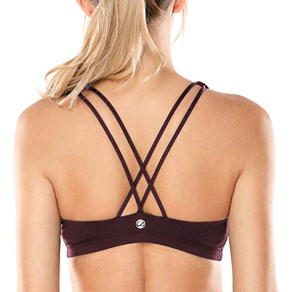 CRZ YOGA Women's Cross Back Wirefree Removable Cups Longline Yoga Sports Bra