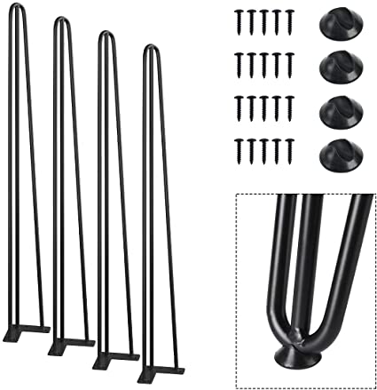 SMARTSTANDARD 40" Heavy Duty Hairpin Coffee Table Legs (Set of 4), Metal Home DIY Projects for Furniture, with Rubber Floor Protectors Black