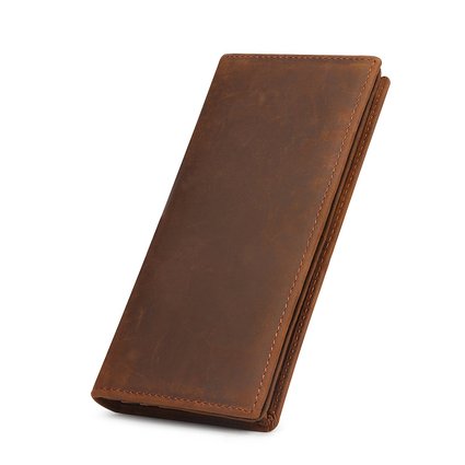 Kattee Men's Vintage Look Genuine Leather Long Bifold Wallet